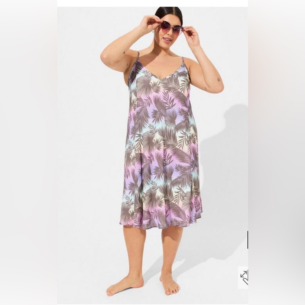 TORRID Midi Rayon Slub V Neck Cami Beach Dress 2X